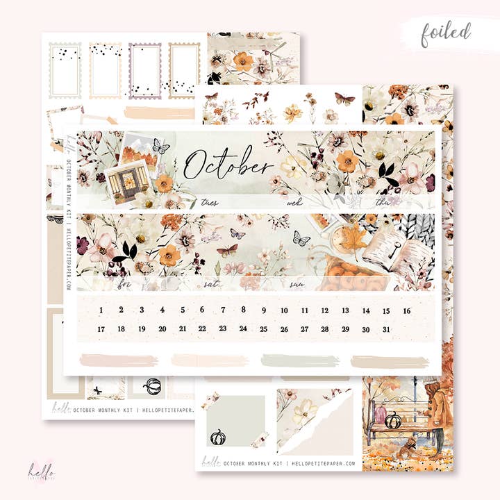 Oktober Monatsaufkleber-Set für den Großhandel von Hello Petite Paper