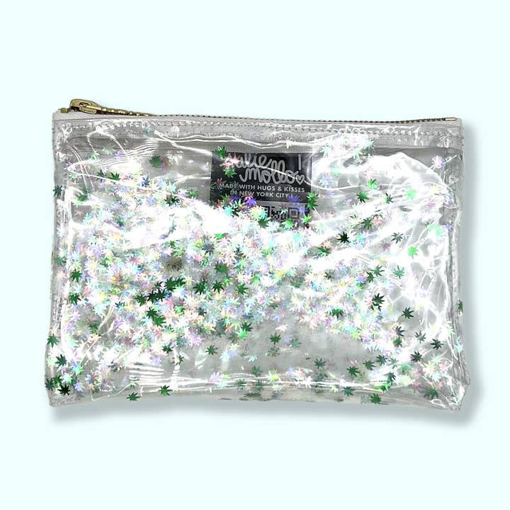 🌟🍃 White Widow Kush Klutch – Vinil Transparente c/ Folha Flutuante! por atacado de Julie Mollo!