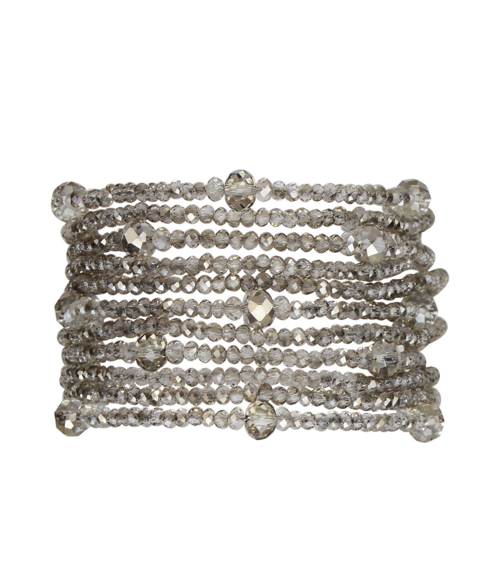 MILLIANNA - Wholesale Cuff Bracelet - Monica 1" Hand Beaded Cut Crystal Cuff Bracelet2