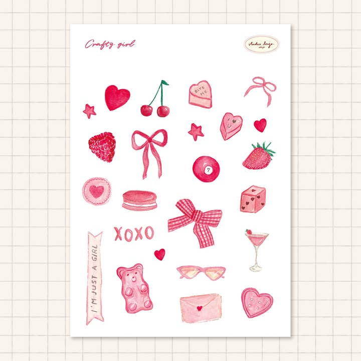 Planche de Stickers Girly Aesthetic pour la vente par Studioloujashop