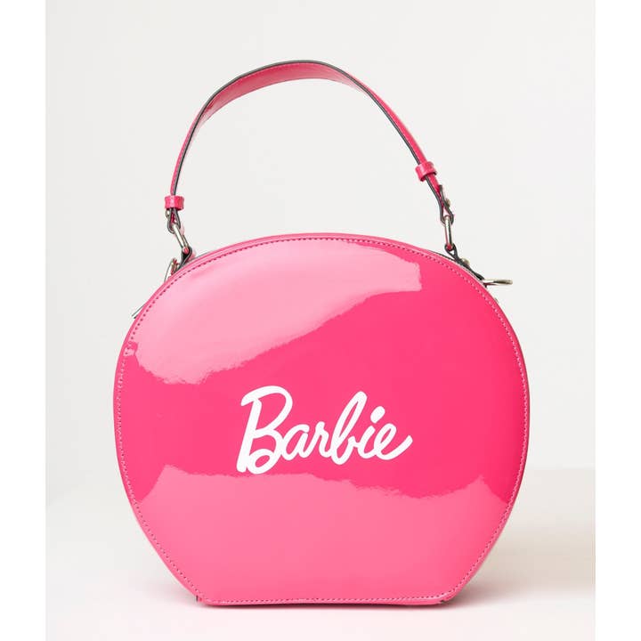 Unique Vintage - Wholesale Top Handle Bag - Women's - Barbie x Unique Vintage Pink Leatherette Circle Bag