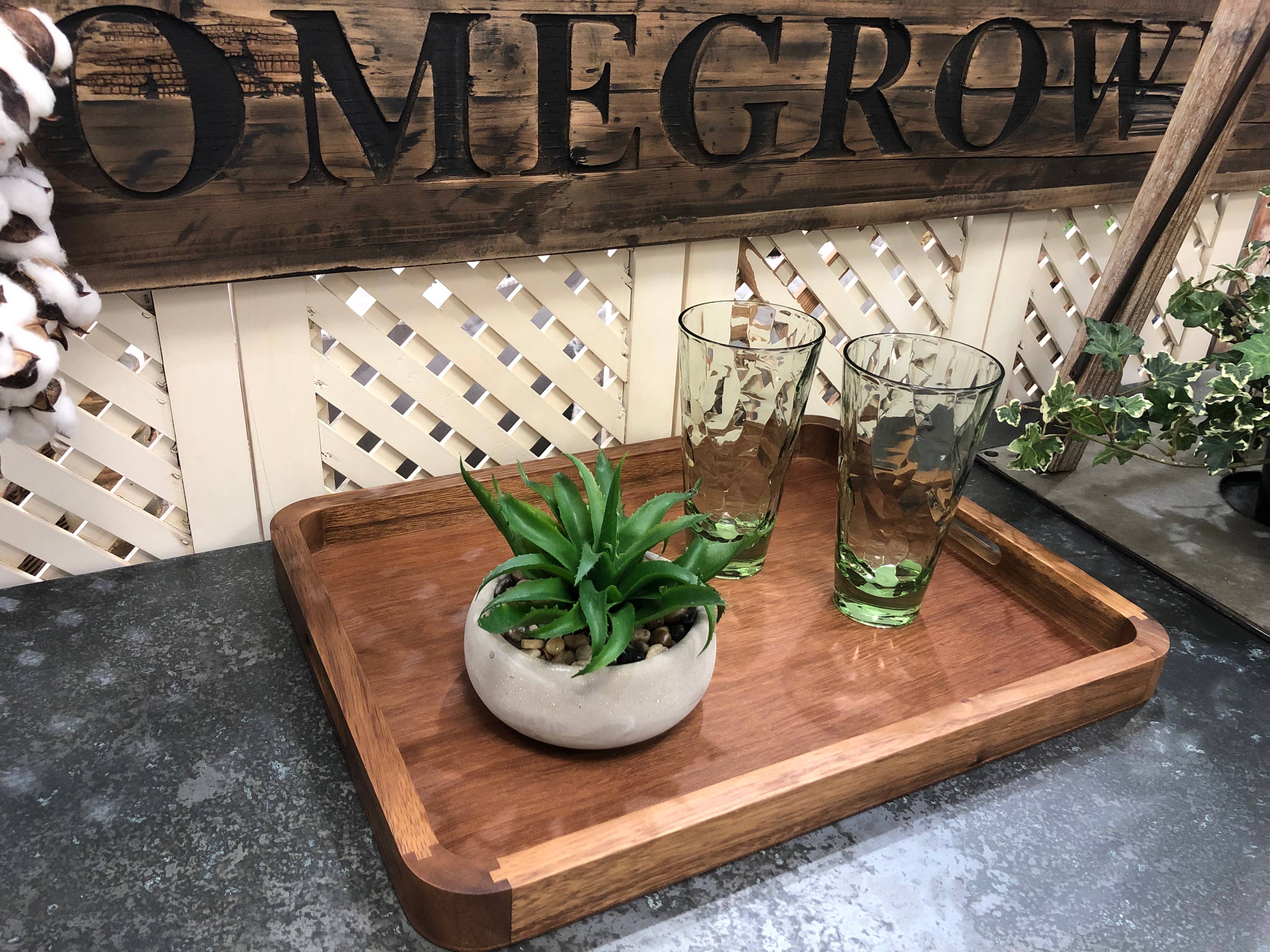 Kalmar Home - Wholesale Serving Tray - Acacia Wood Serving Tray, 18"x 14"  with  Rounded Corners4