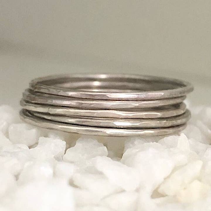 Ultra Thin Stacking Rings Silver pour la vente par Isabelle Grace Jewelry