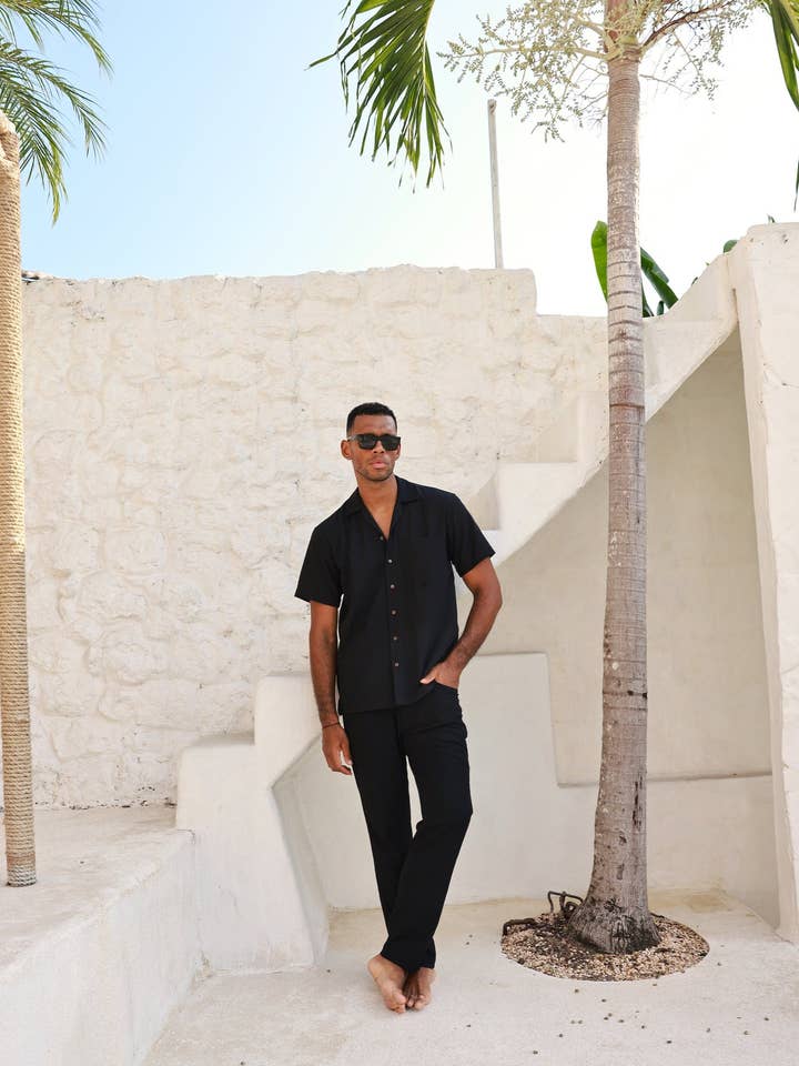 The Mykonos - Black Linen Vacation Pants for wholesale on Faire0