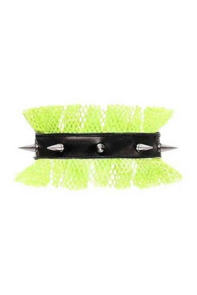 Daisy Corsets – wholesale Choker/collar – Kitten Collection Neon Green/Black Fishnet Spike Choker0