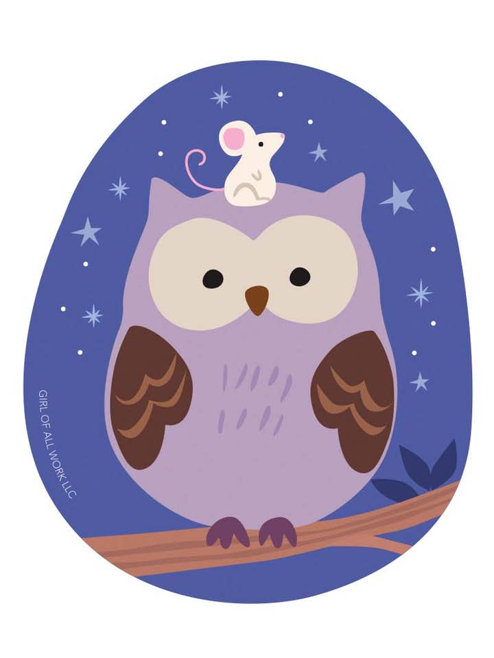 Owl Vinyl Sticker for wholesale by Girl of All Work