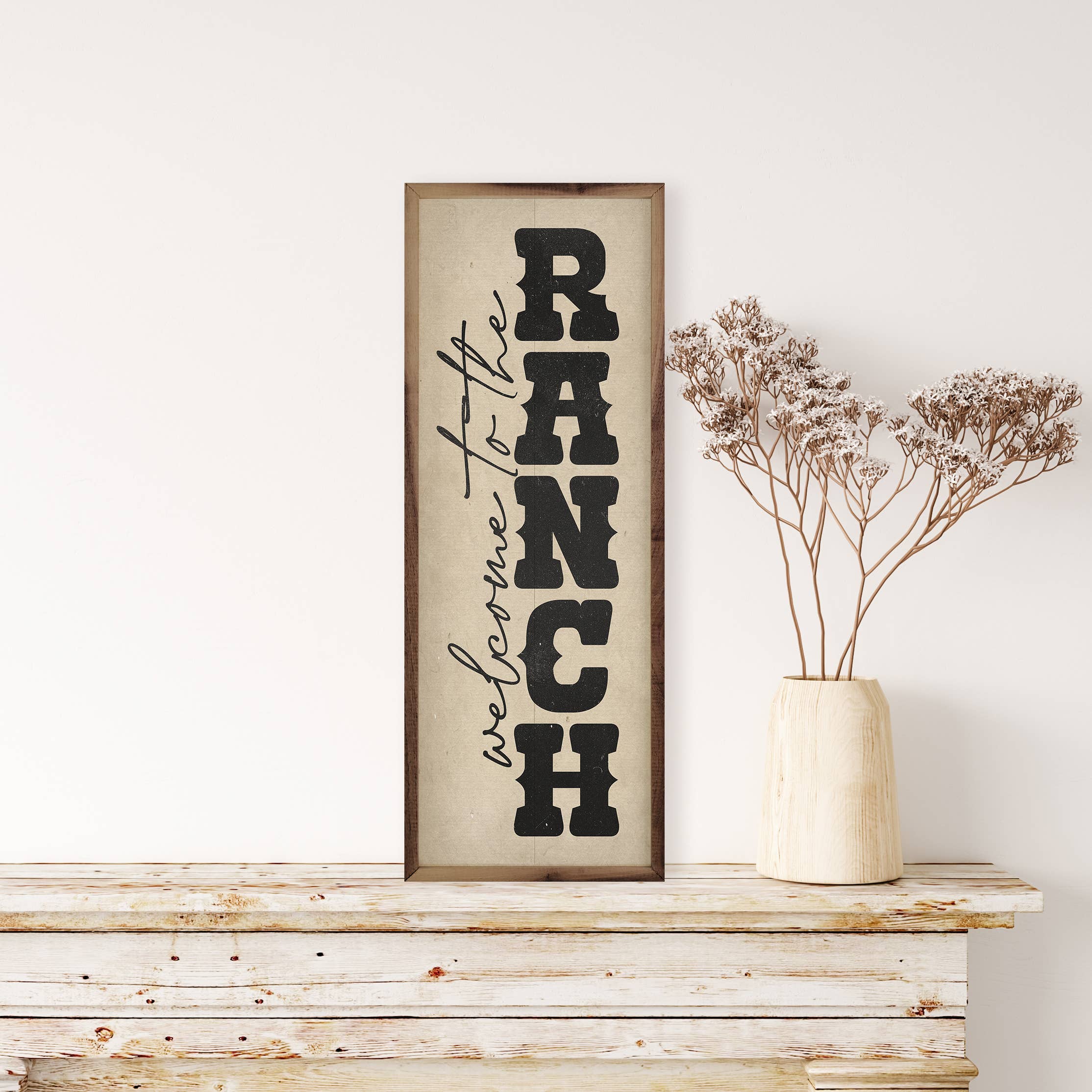 Kendrick Home - Wholesale Wood Wall Art - Welcome To The Ranch Vertical White1