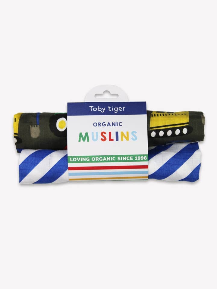 Organic Transport Print Muslin 2-Pack for wholesale by Toby Tiger