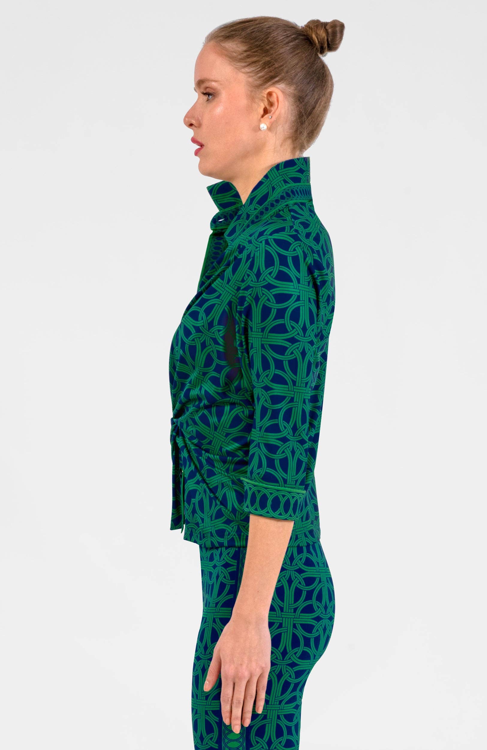 Gretchen Scott LLC – wholesale Buttoned-down shirt – Women's – Twist & Shout Top - Ring Toss1