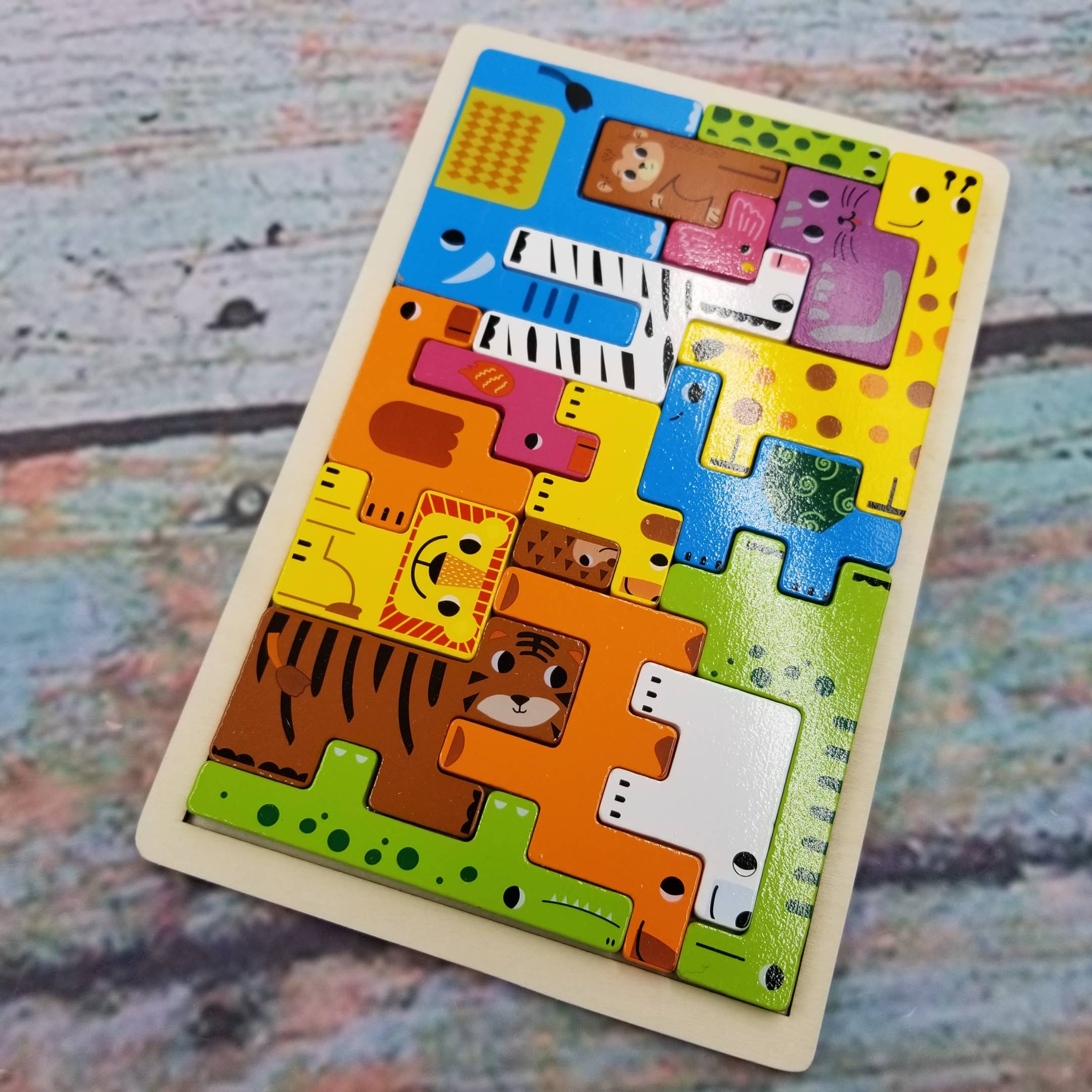 MIAS SHOP - Wholesale Puzzle - Kids - 3D Puzzle Tetris Wooden Tangram Math Toys Cube0