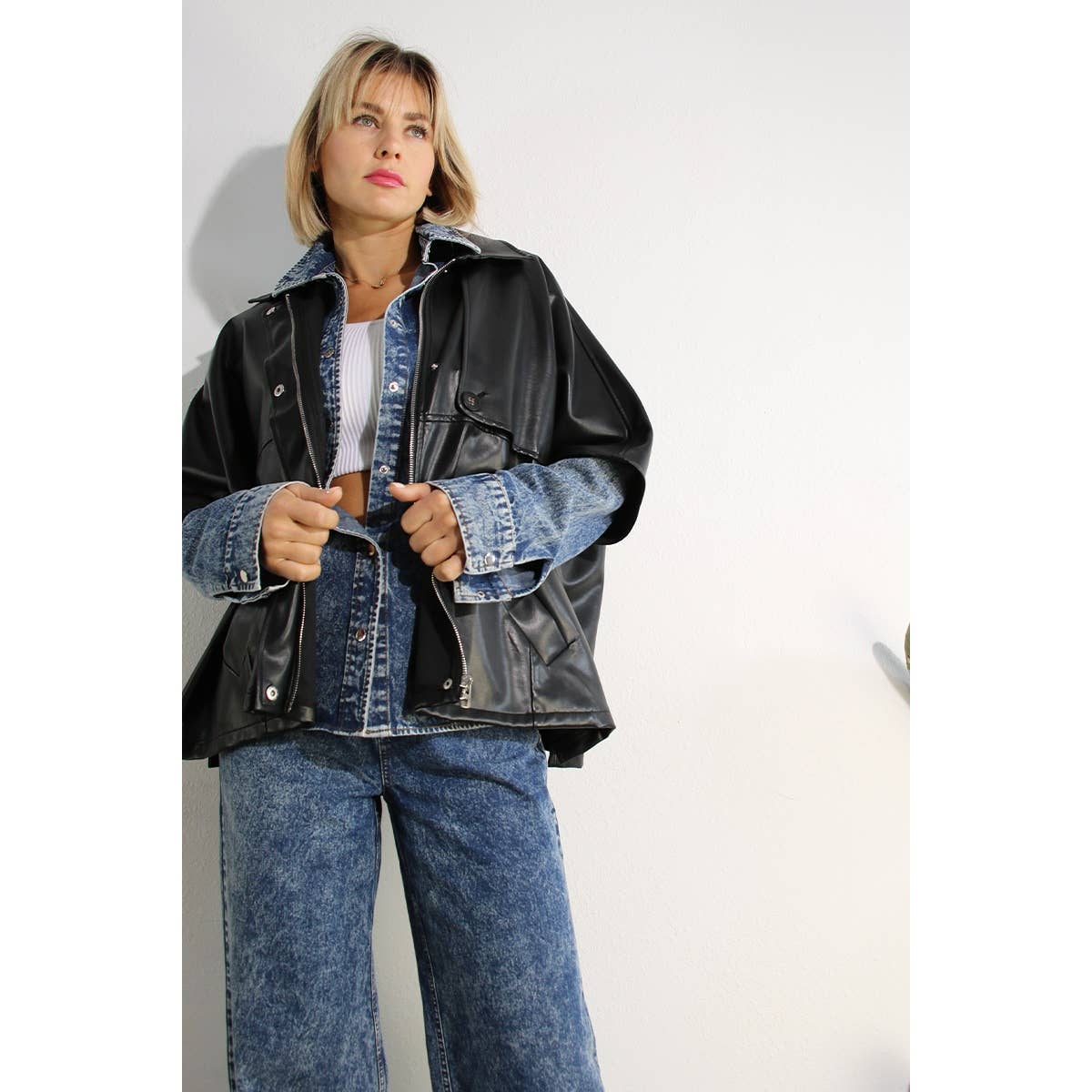 WASHED DENIM SHIRTS JACKEET AND PANTS SET for wholesale on Faire3