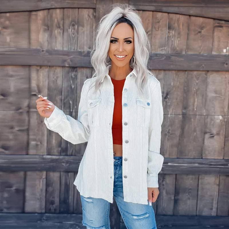 Fashion Combination – wholesale Skjortjacka/jackett – Dam – Tvättad manchesterjacka med knappar för kvinnor13