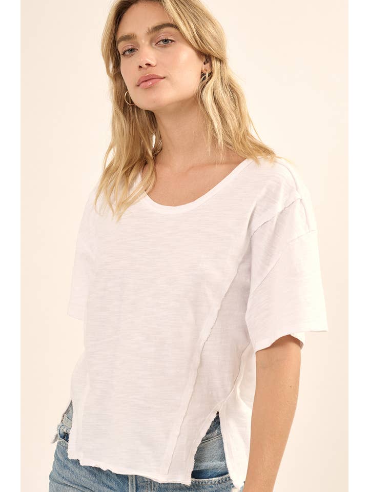 Promesa USA - Wholesale Knit top – Women's - Easy Fit Mineral-Wash Exposed Seam Slub Knit Tee11