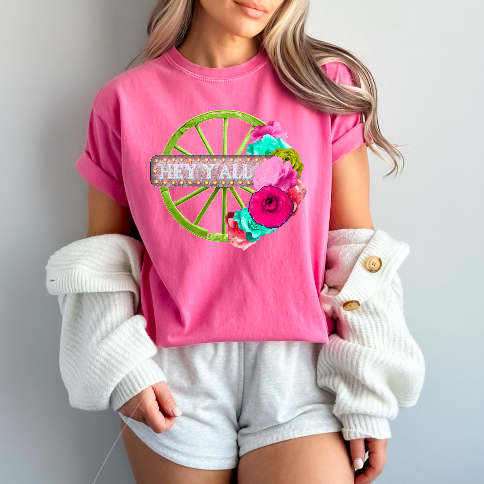 Simple Tymes - Wholesale Sublimation Transfer - Hey Y’all Wagon Wheel DTF Print0