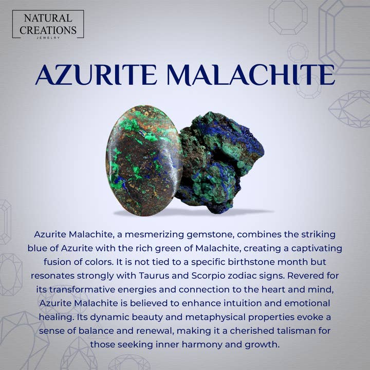Nature Crafts - Vendita all'ingrosso Anelli con pietra singola/solitario - Anelli impilabili in malachite azzurrite naturale in argento 925
