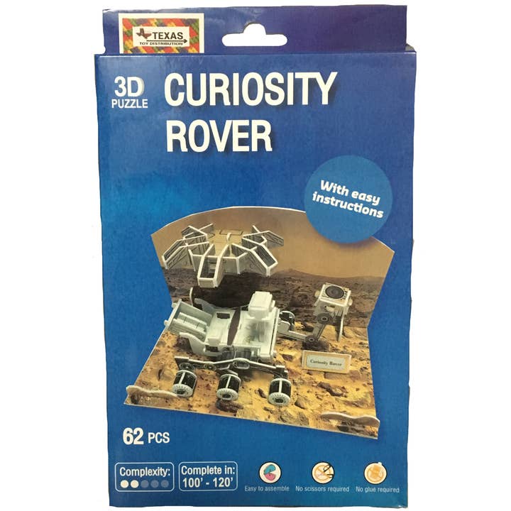 Texas Toy Distribution - Wholesale Puzzle - Kids - Curiosity Rover 3D NASA Space Puzzle - 62 Pcs