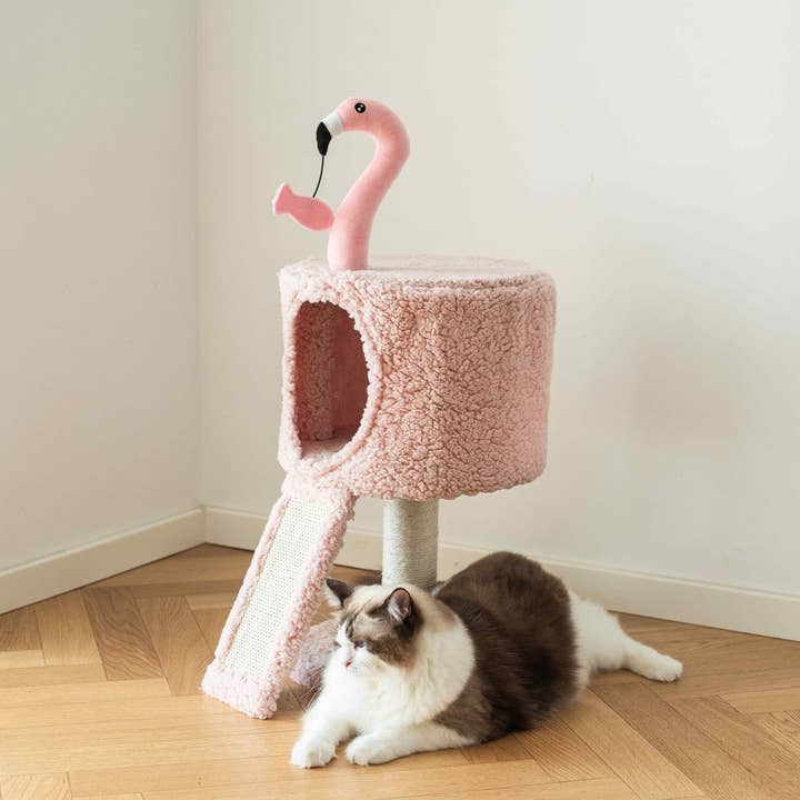 PetPals Group - Wholesale Pet Scratcher - Cat - Catry Flamingo Cat Tree with Scratching Ramp1