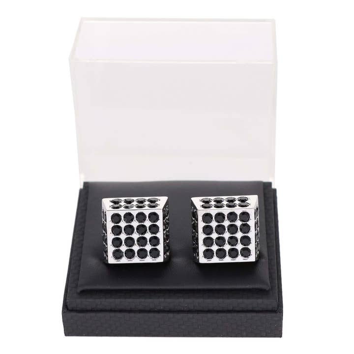 Gemelos de cristal de colores con tachuelas cuadradas de Vittorio Vico de Classy Cufflinks para venta al por mayor de Dubal Brothers