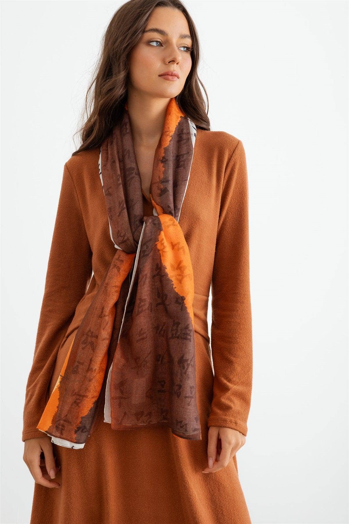 Orange Hangul Stylish Design Korean Languages Scarf for wholesale on Faire5