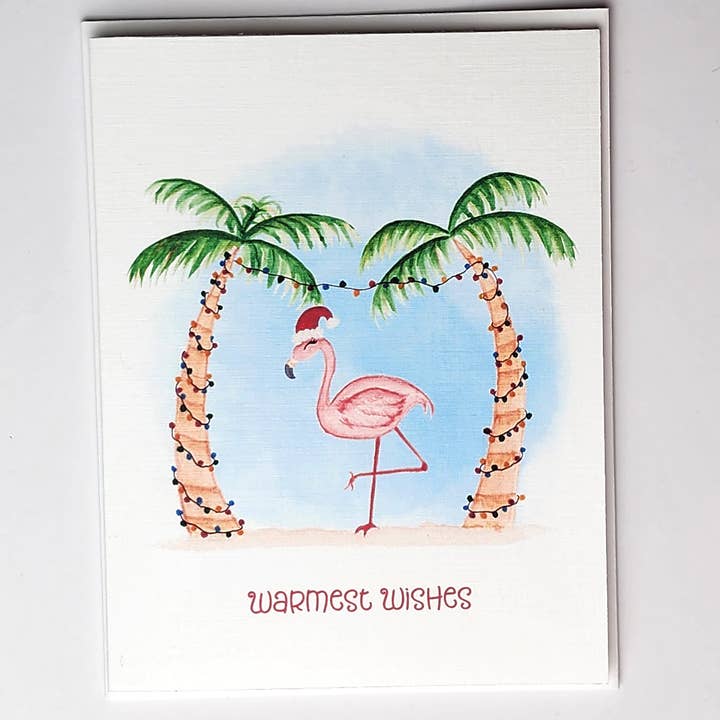 Christmas Flamingo | Tropical Holiday Greeting Card for wholesale by Correspondence Paper Company