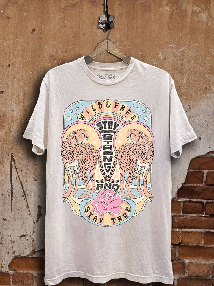 Wild Free Leopards grafik-topp för wholesale av Lotus Fashion Collection