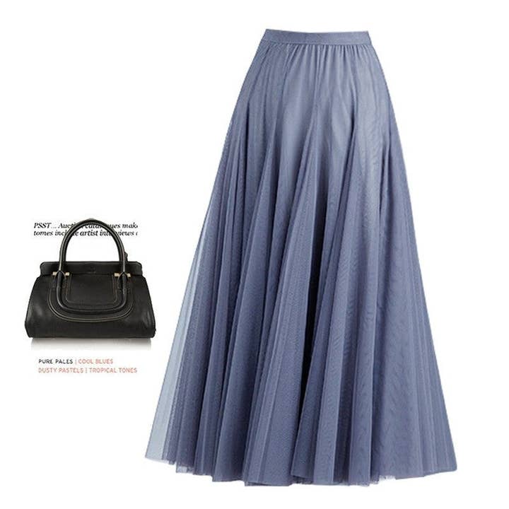 UZ Wholesale Store – Engroshandel Nederdel - Dame – Maxinederdel i ensfarvet dobbelt lag med stor kant3