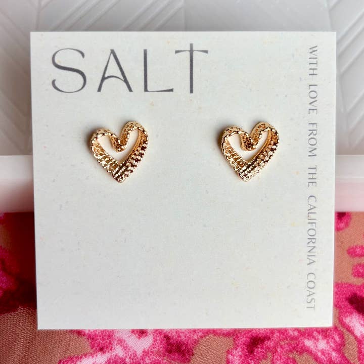 SALT by Sarah Curtis - Wholesale Stud/Post Earrings - LACY HEART STUDS | 18k gold | dainty earrings0