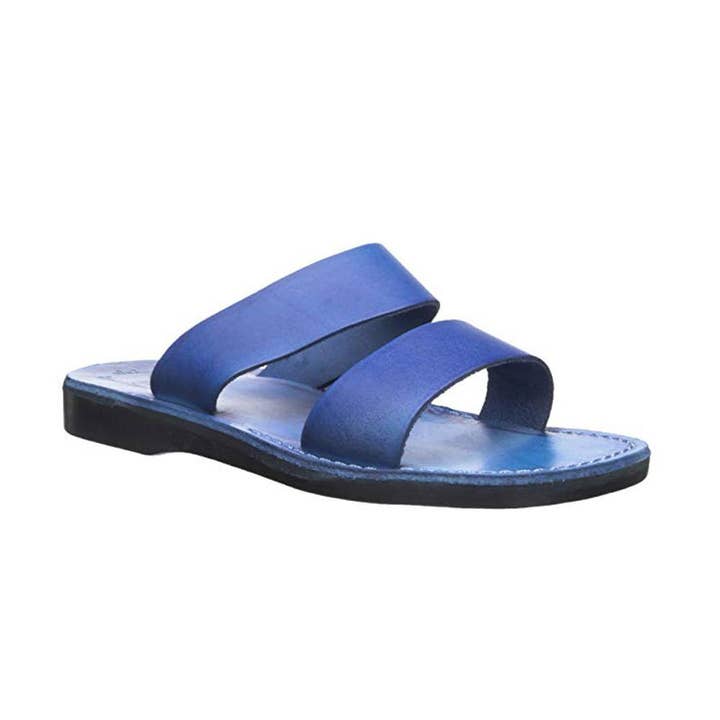 Aviv - Sandália com alça larga de couro | azul por atacado de Jerusalem Sandals