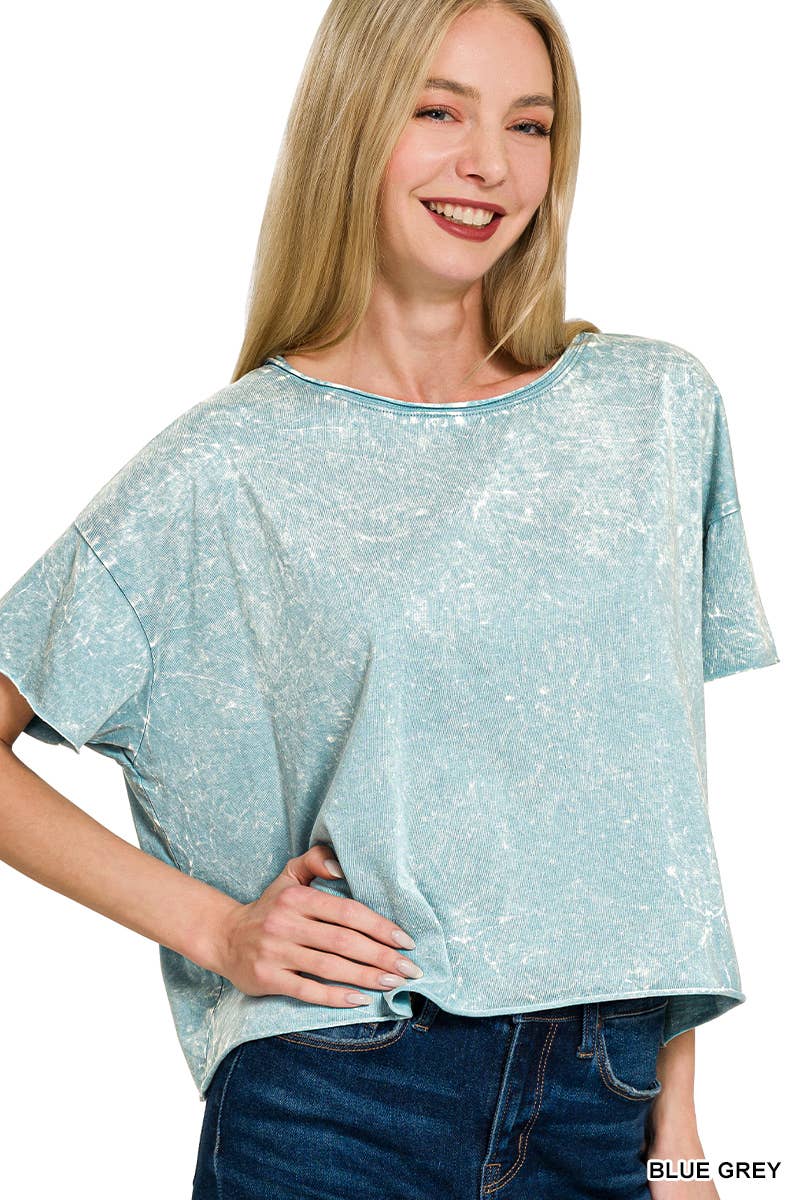 42POPS - Wholesale Knit Top - Women's - `.Washed Crew Neck Crop TShirt12