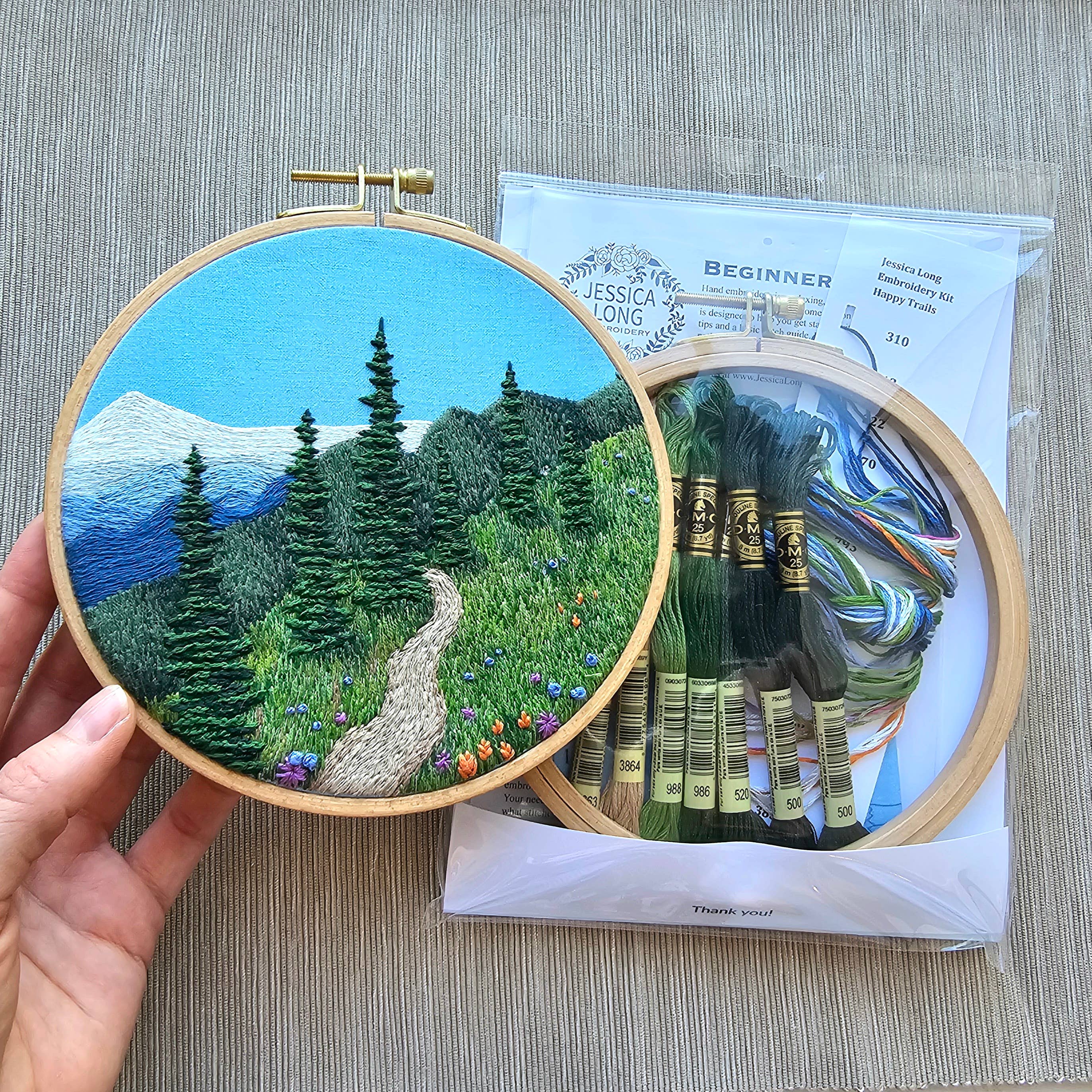 Jessica Long Embroidery - Wholesale Embroidery/Cross Stitch Supplies - "Happy Trails" Landscape Embroidery Kit1