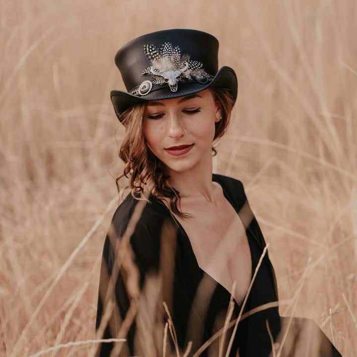 Genuine Leather Top Hat - Style Marlow True Grit Hat Band for wholesale by American Hat Makers