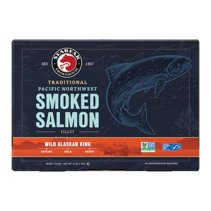 SeaBear Smokehouse - Wholesale Fish/Seafood - Wild Alaskan Smoked King Salmon 6oz
