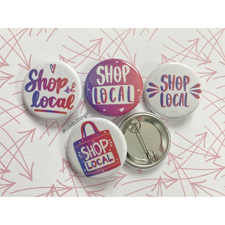 1,25 pouces et 2,25 pouces Shop Local pour la vente par Cute as a Button Girl