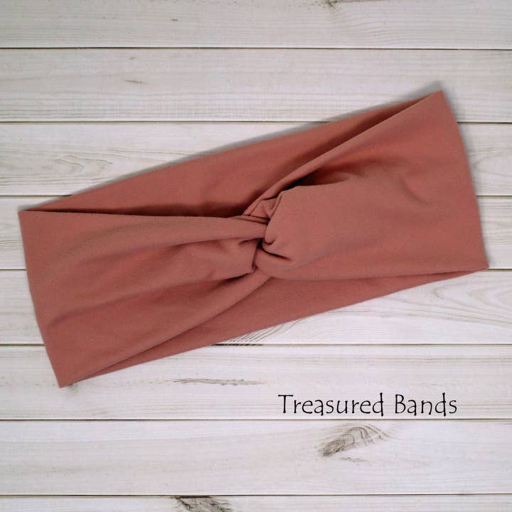 Blush Pink Solid Comfy Knit Fashion Sport Twist Headband for wholesale by Treasured Haven