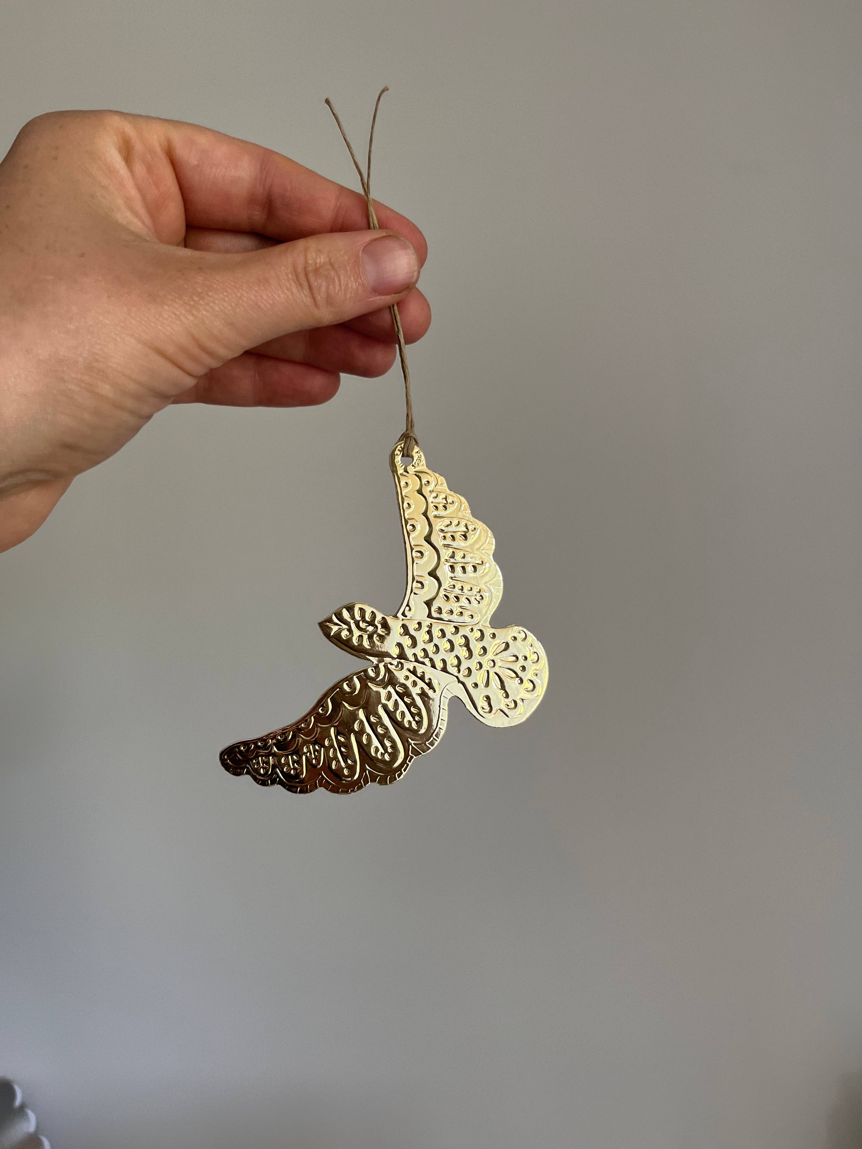 THE LITTLE PRESS - Wholesale Ornament - Dove - Faux-tin Ornament - Gold2