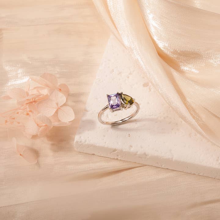 Anavia - Wholesale Single Stone/Solitaire Ring - Toi et Moi Gemstone Sterling Silver Ring15