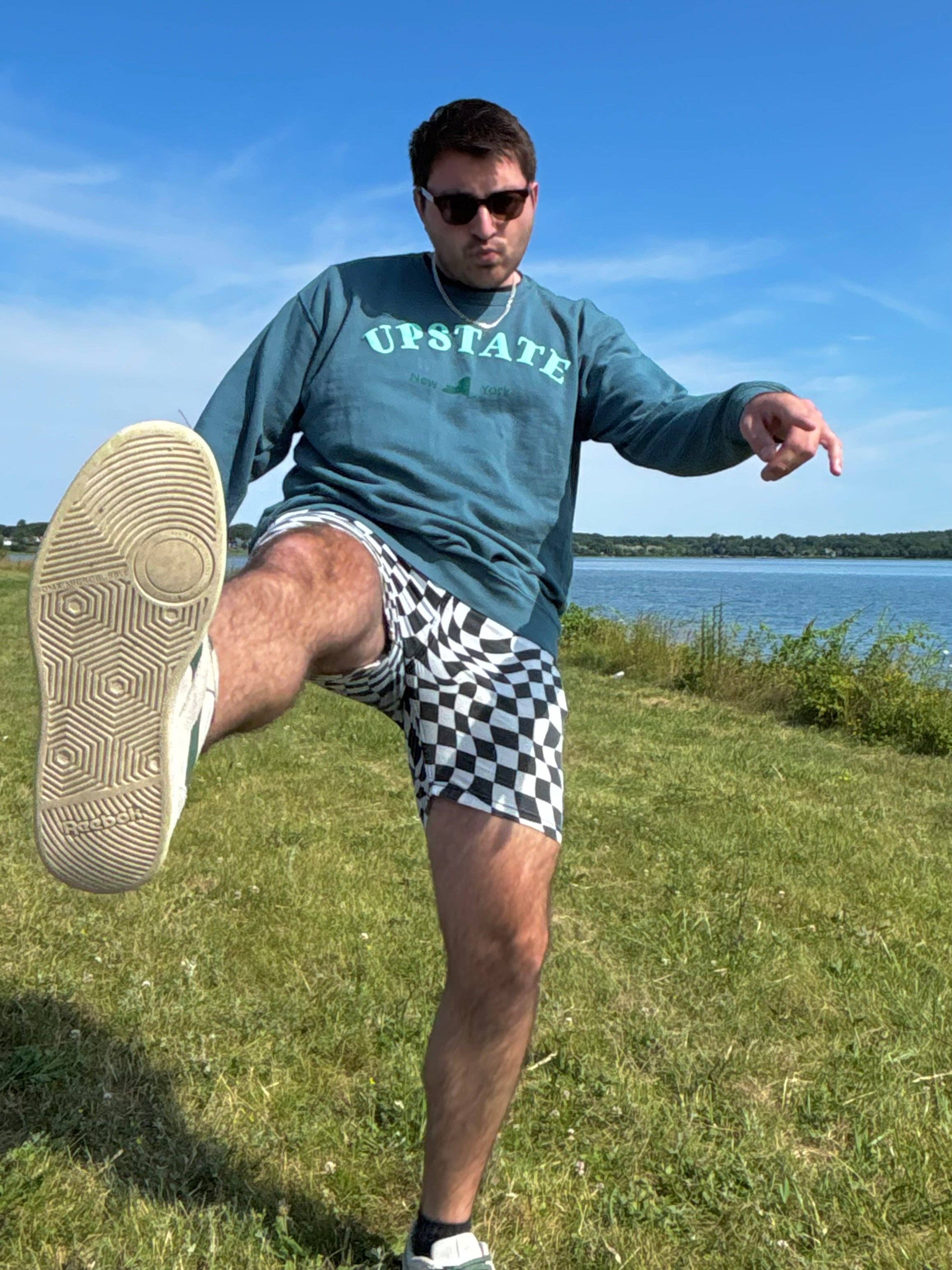 Just Wandering Co. - Wholesale Graphic Sweatshirt - Women's - Upstate New York Teal Puff Print Crewneck – Dyed Ringspun Fleece4