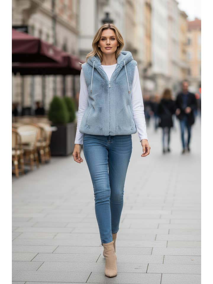 Joh Apparel – wholesale Väst - Dam – Jackie pälsväst med matchande crossbody-pälsväska (set)4