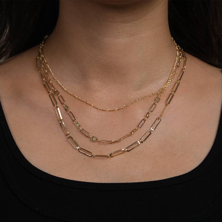 3-Layered Gold Paperclip Chain Necklace for wholesale by GirlyPirateCo