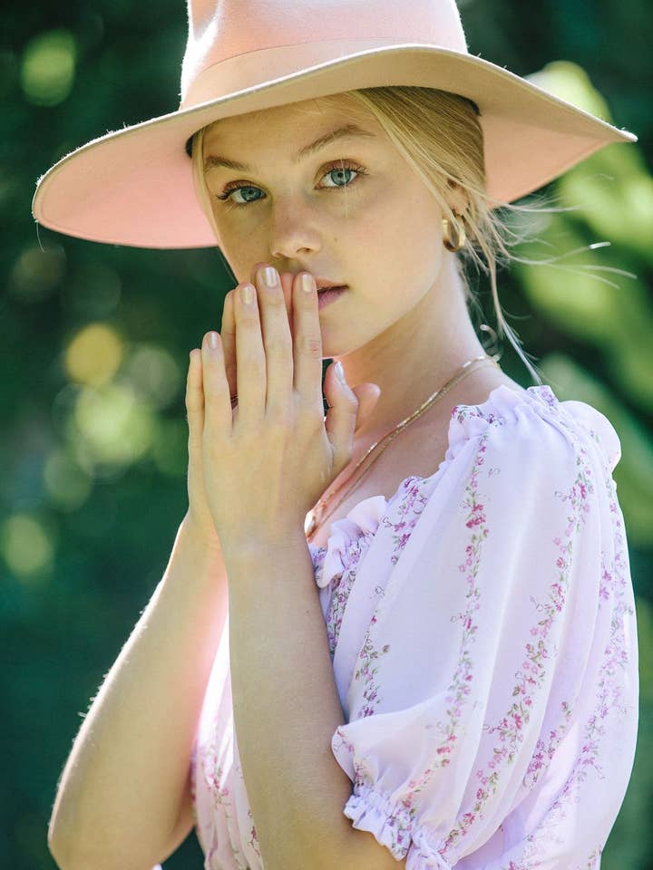 Dahlia Top - Purple Floral Crop for wholesale by merritt charles