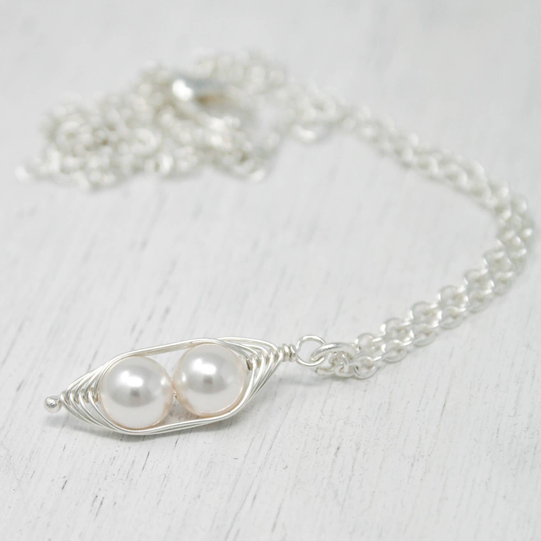 Rising Jewelry - Wholesale Pendant/Charm Necklace - Pea pod necklace, White, handmade jewelry Mother’s Day gift8