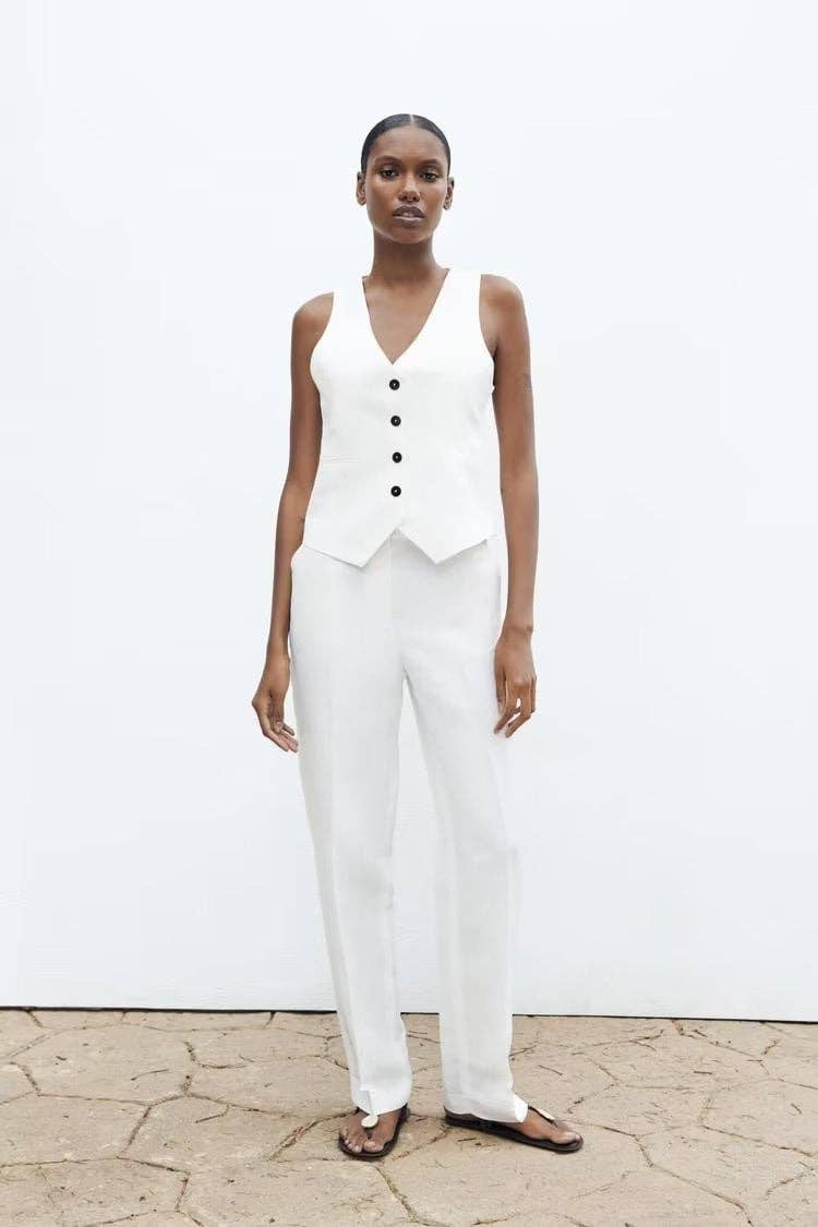 Marayn - Wholesale Suit Set - Women's - Linen Suit Set Blazer Vest and Trousers  Chic Export35