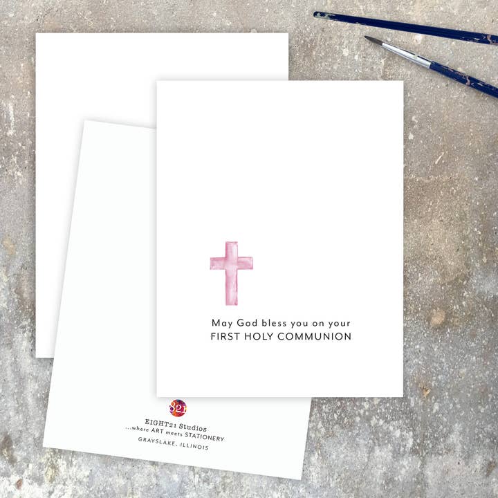 Eight21 Studios + Unique Greeting Cards, Art and Stationery - Wholesale Religious Card - Girl First Holy Communion Congratulations Greeting Card5