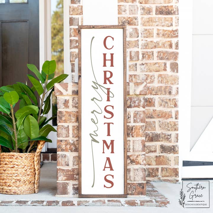 Merry Christmas | Christmas/Winter Front Porch Wood Sign for wholesale by Southern Grace Designs & Boutique