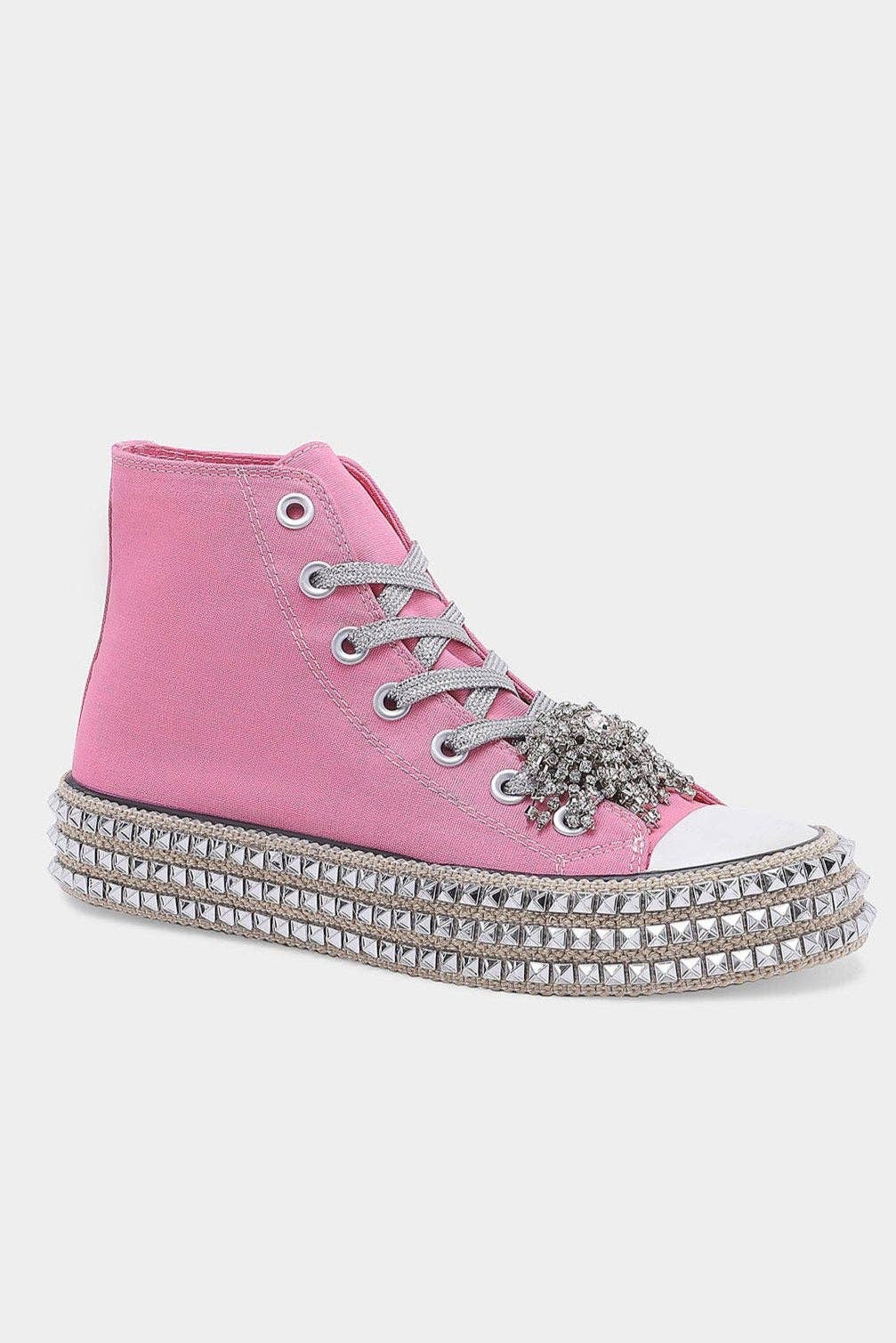 CCOCCI - Wholesale Lifestyle Sneakers - Women's - ASH-01 BEDAZZELED DECOR ROCKSTUD PLATFORM HIGH TOP SNEAKERS9