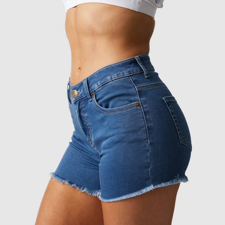 FLEX Stretchy Jean Short (Mid Wash) for wholesale by Born Primitive