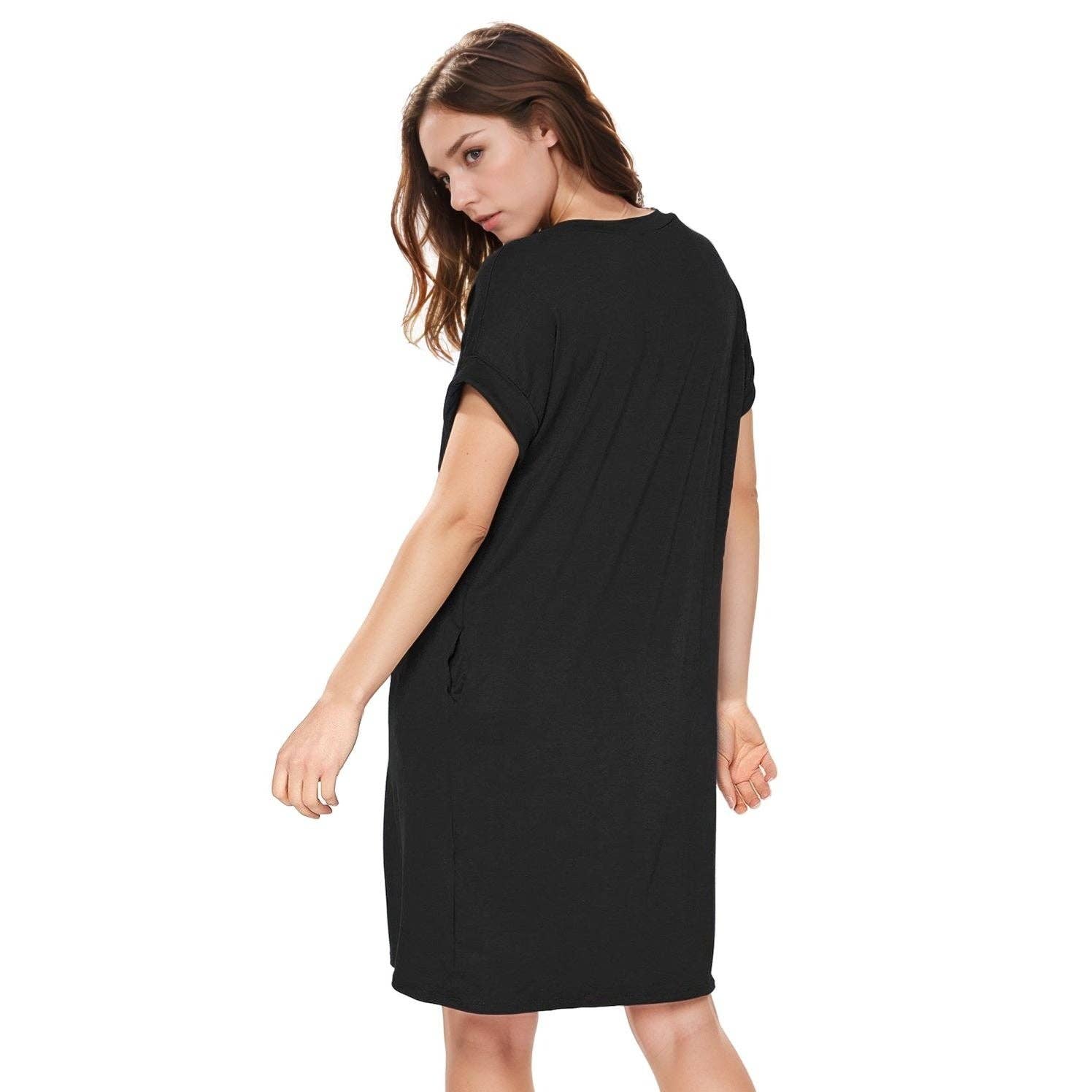 Robin K - Wholesale Dress - Women's - Women's Bellatrix V- Neck T-shirt Dress With Pocket27