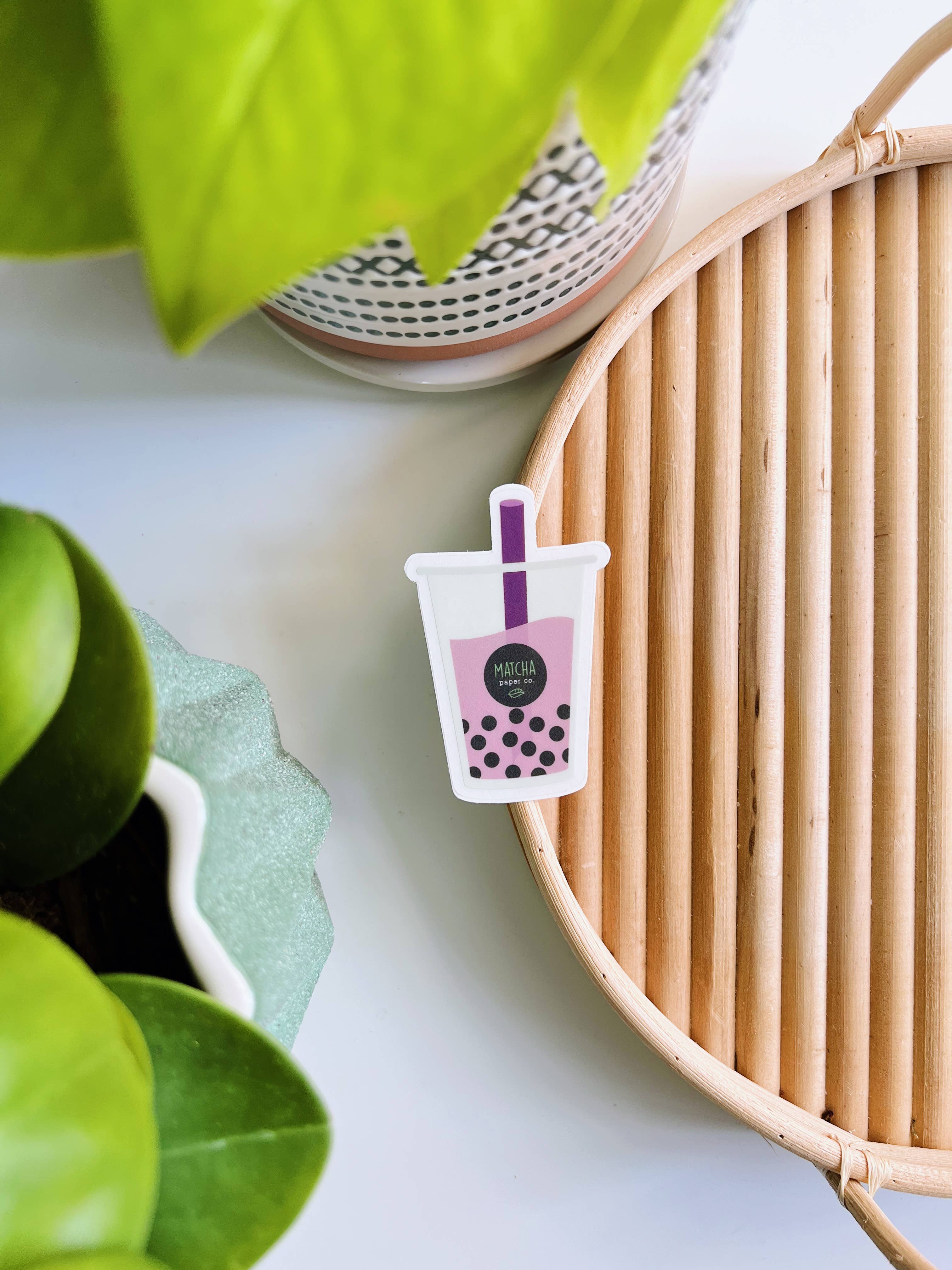 Matcha Paper Co. - Wholesale Sticker - Milk Tea Boba Clear Vinyl Sticker Pack7
