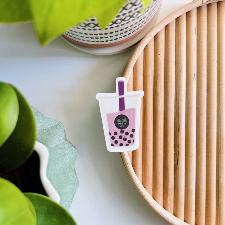 Matcha Paper Co. - Wholesale Sticker - Milk Tea Boba Clear Vinyl Sticker Pack7