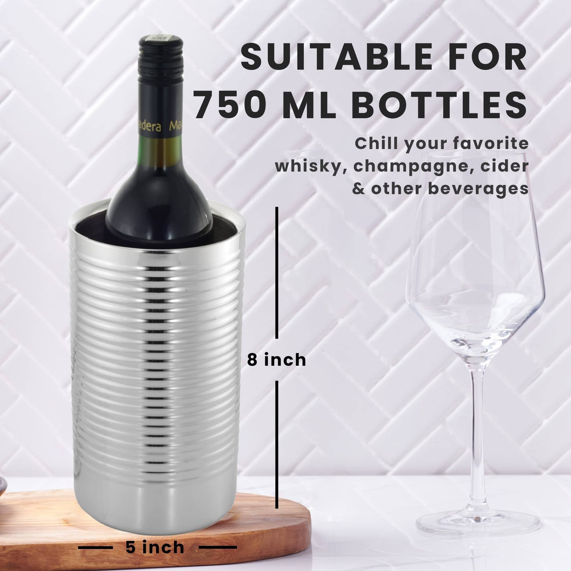 Sol Living - Wholesale Wine Bucket - Stainless Steel Double Wall Ribbed Wine Cooler3